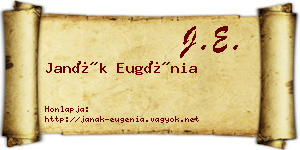 Janák Eugénia névjegykártya